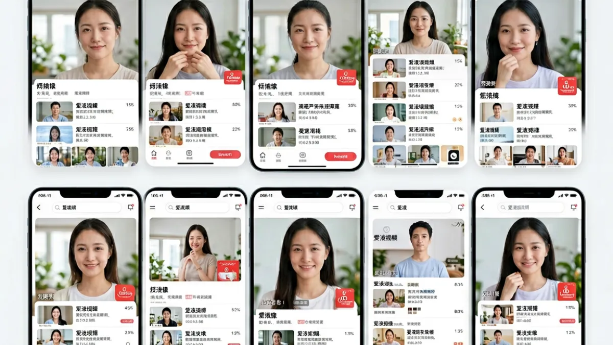 六大视频平台界面并排展示，用于对比各平台收录爱液视频的数量与画质差异